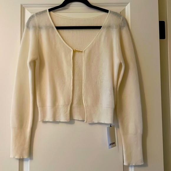 Jacquemus Sweaters - JACQUEMUS Le Cardigan Manche Long Beige Mohair blend 44 US10-12 New with…